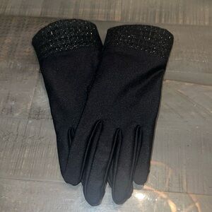 Women’s Isotoner Black Gloves with Metallic Accent at Wrist Size S/M